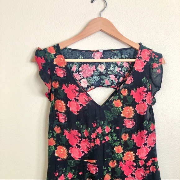 PLENTY TRACY REESE Laurete Floral Ruffle Cutout Wide Leg Jumpsuit in Black - Picture 7 of 14